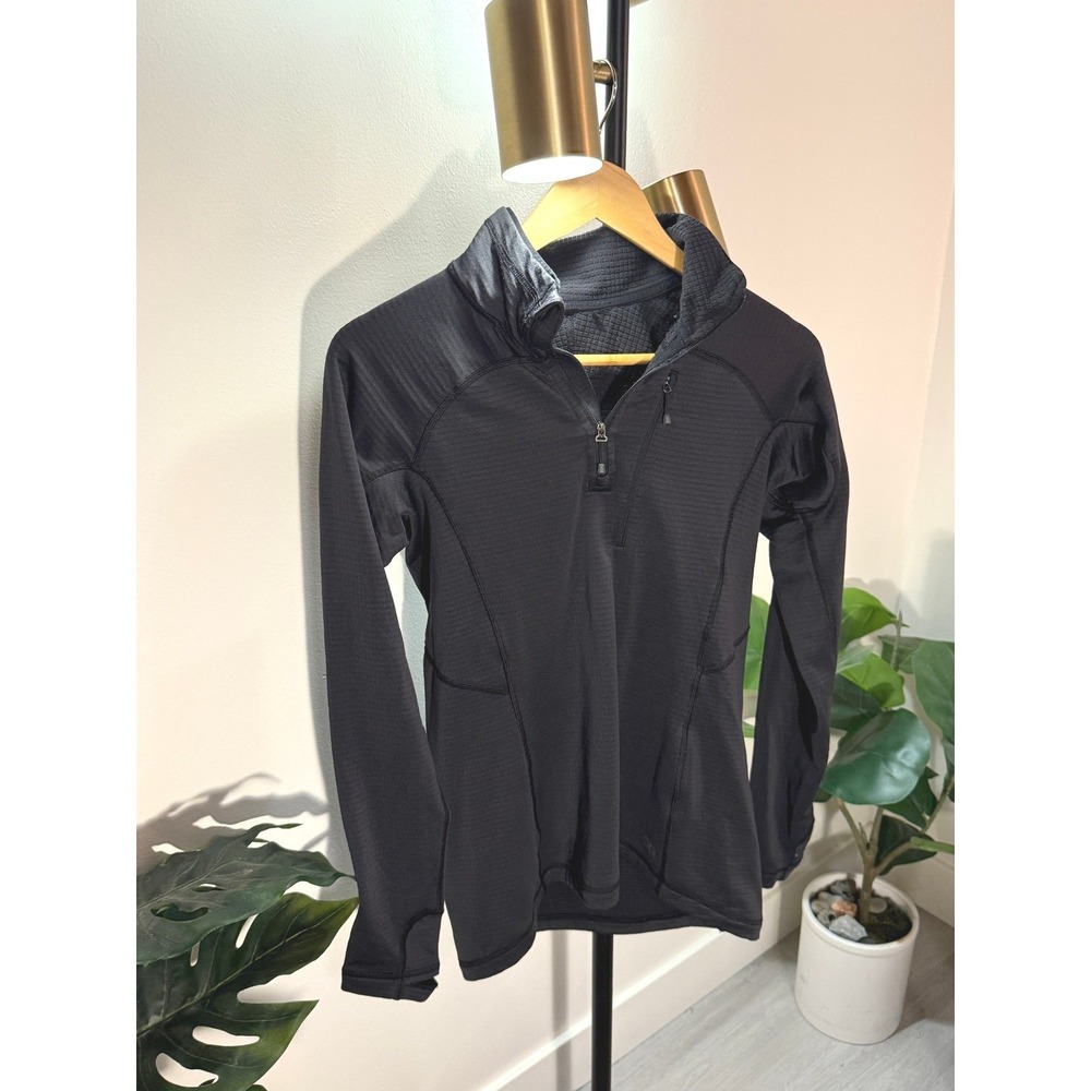 Outdoor Research Mens Quarter Zip Grid Fleece Base Layer Thumbholes Black S‎